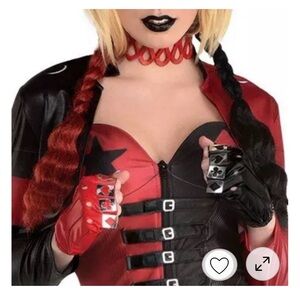 Suicide Squad Harley Quinn costume new adult halloween goggle necklace gloves
